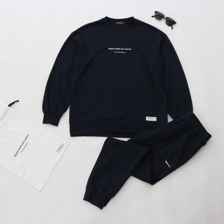 meme rirerire/Mデクラーク裏毛 ロゴプリント スウェットセットアップ 3点セット