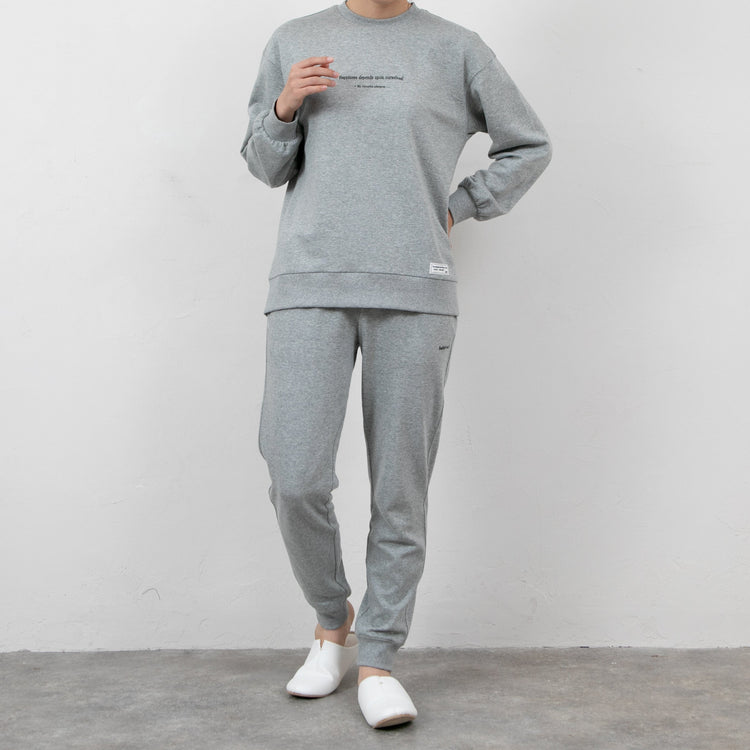 meme rirerire/Mデクラーク裏毛 ロゴプリント スウェットセットアップ 3点セット