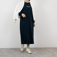 meme rirerire/ デクラーク裏毛 ロゴプリント ロングスウェットワンピース