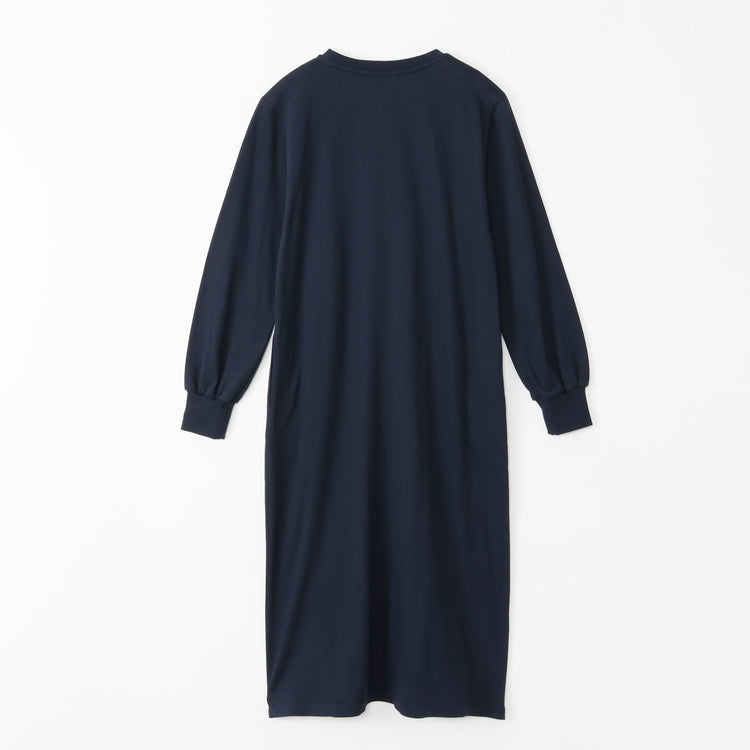 meme rirerire/ デクラーク裏毛 ロゴプリント ロングスウェットワンピース