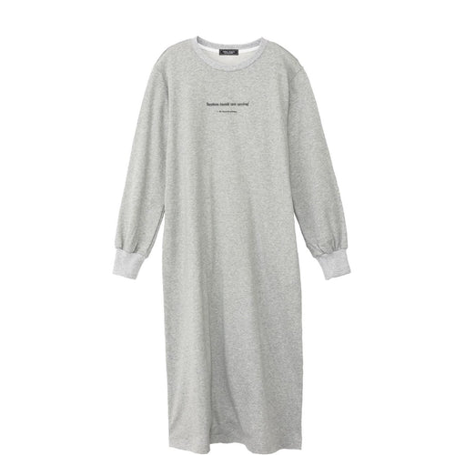 meme rirerire/ デクラーク裏毛 ロゴプリント ロングスウェットワンピース