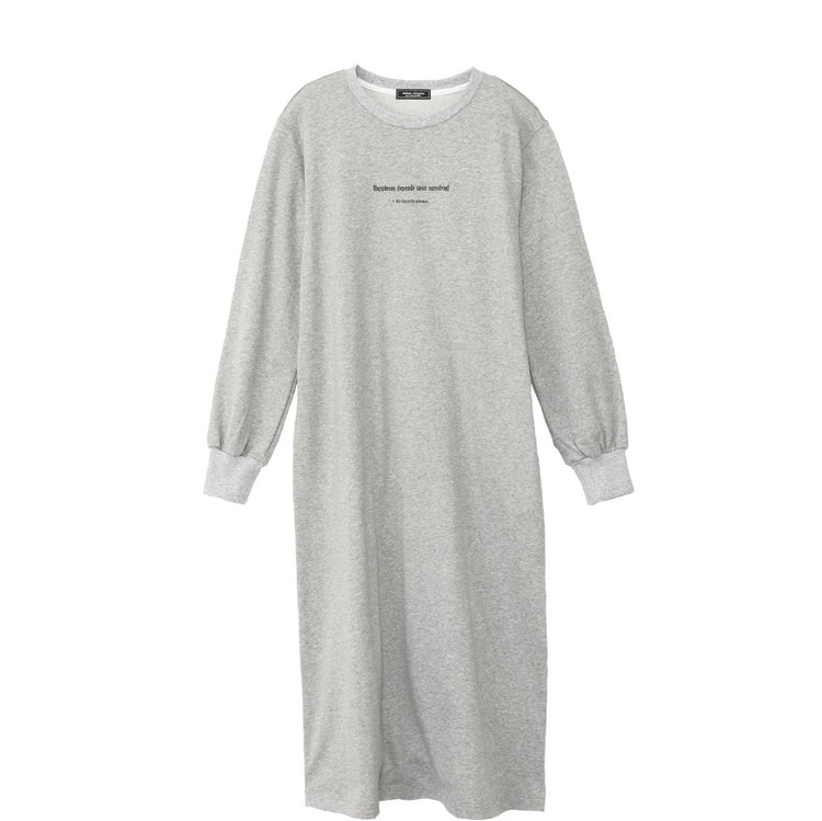 meme rirerire/ デクラーク裏毛 ロゴプリント ロングスウェットワンピース