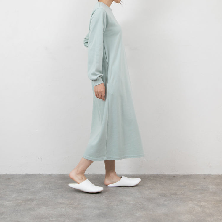 meme rirerire/ デクラーク裏毛 ロゴプリント ロングスウェットワンピース