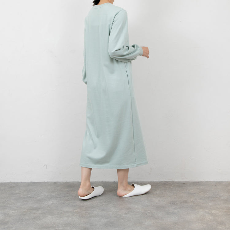 meme rirerire/ デクラーク裏毛 ロゴプリント ロングスウェットワンピース