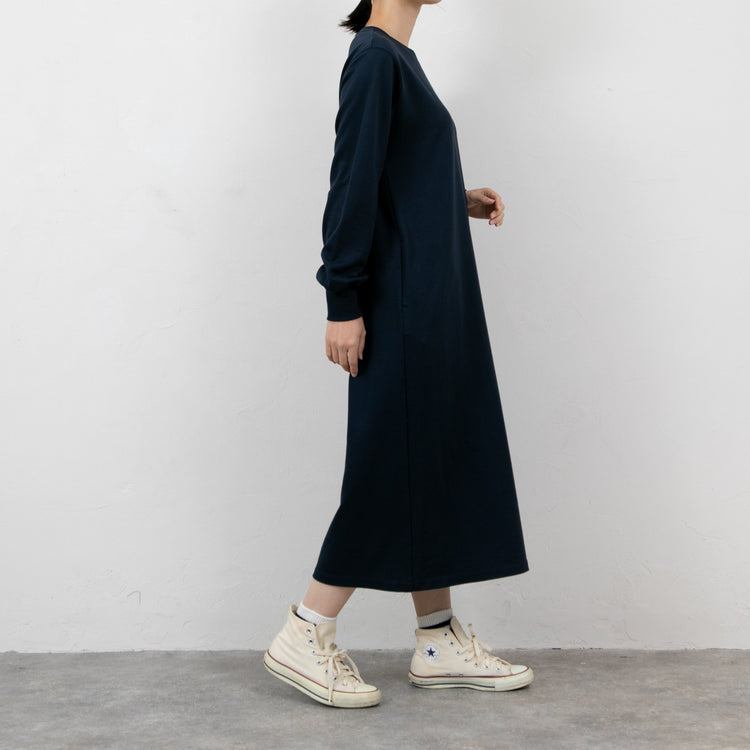 meme rirerire/ デクラーク裏毛 ロゴプリント ロングスウェットワンピース