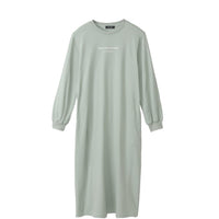 meme rirerire/ デクラーク裏毛 ロゴプリント ロングスウェットワンピース