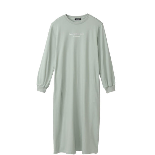 meme rirerire/ デクラーク裏毛 ロゴプリント ロングスウェットワンピース