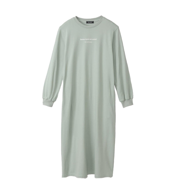 meme rirerire/ デクラーク裏毛 ロゴプリント ロングスウェットワンピース