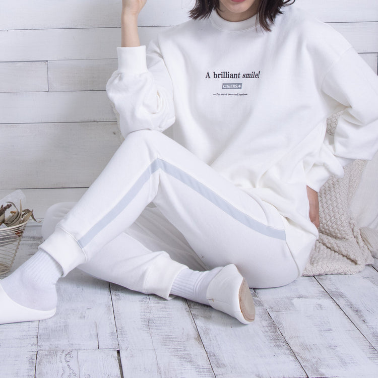 meme rirerire/Mロゴプリント オーバーサイズ 長袖スウェットプルオーバー