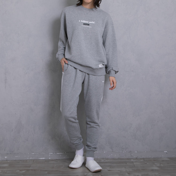 meme rirerire/Mロゴプリント オーバーサイズ 長袖スウェットプルオーバー