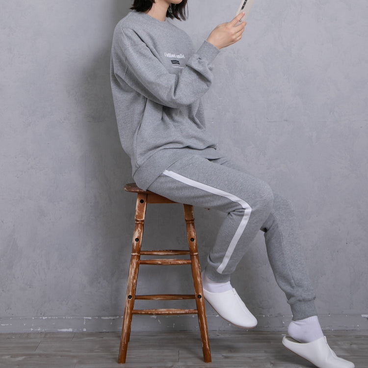 meme rirerire/Mロゴプリント オーバーサイズ 長袖スウェットプルオーバー