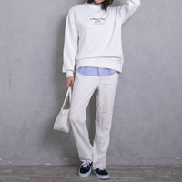 meme rirerire/Mロゴプリント オーバーサイズ 長袖スウェットプルオーバー