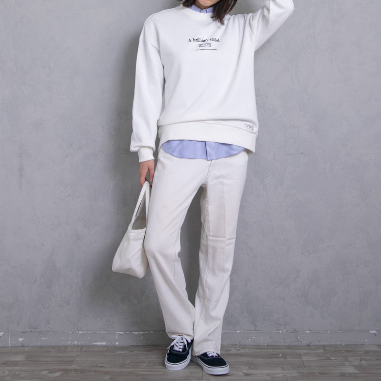 meme rirerire/Mロゴプリント オーバーサイズ 長袖スウェットプルオーバー