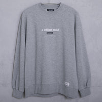 meme rirerire/Mロゴプリント オーバーサイズ 長袖スウェットプルオーバー