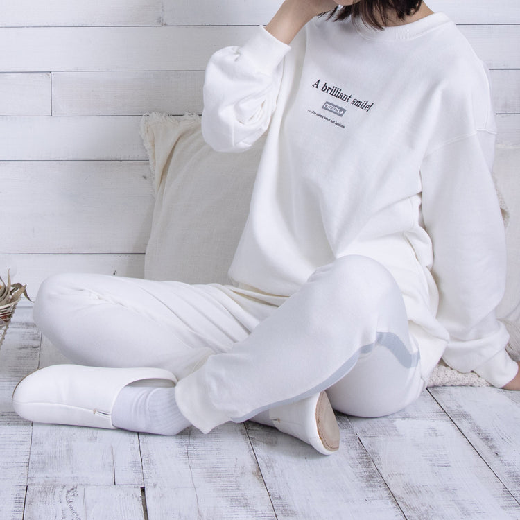 meme rirerire/Mロゴプリント オーバーサイズ 長袖スウェットプルオーバー