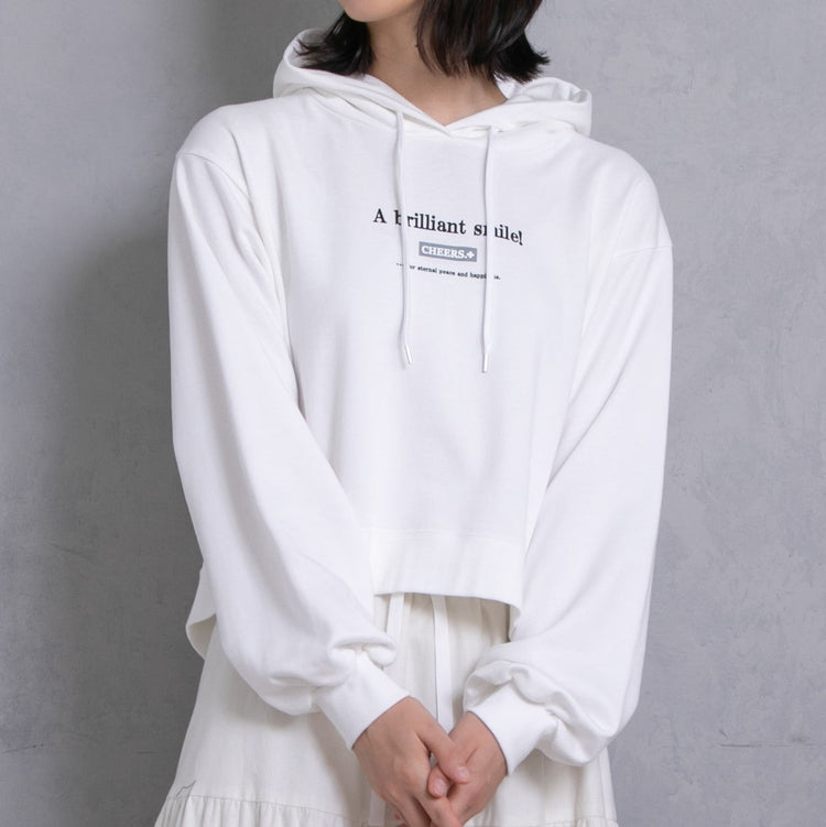 meme rirerire/M logo print oversized short pullover sweatshirt