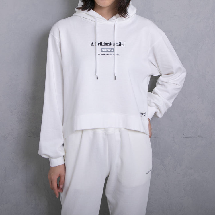 meme rirerire/M logo print oversized short pullover sweatshirt