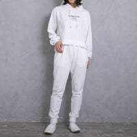 meme rirerire/M logo print oversized short pullover sweatshirt