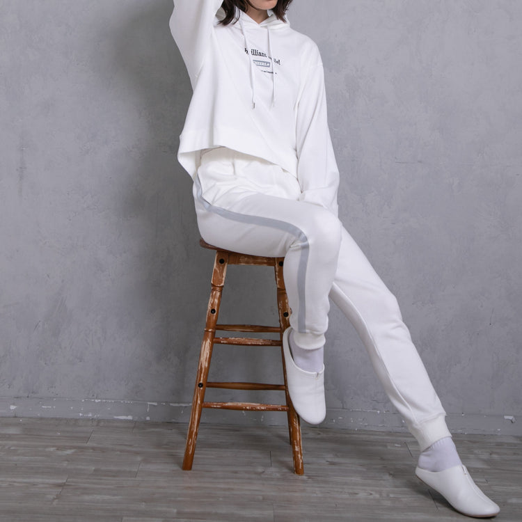 meme rirerire/M logo print oversized short pullover sweatshirt