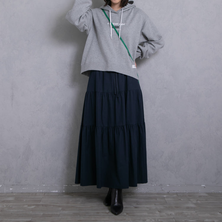 meme rirerire/M logo print oversized short pullover sweatshirt