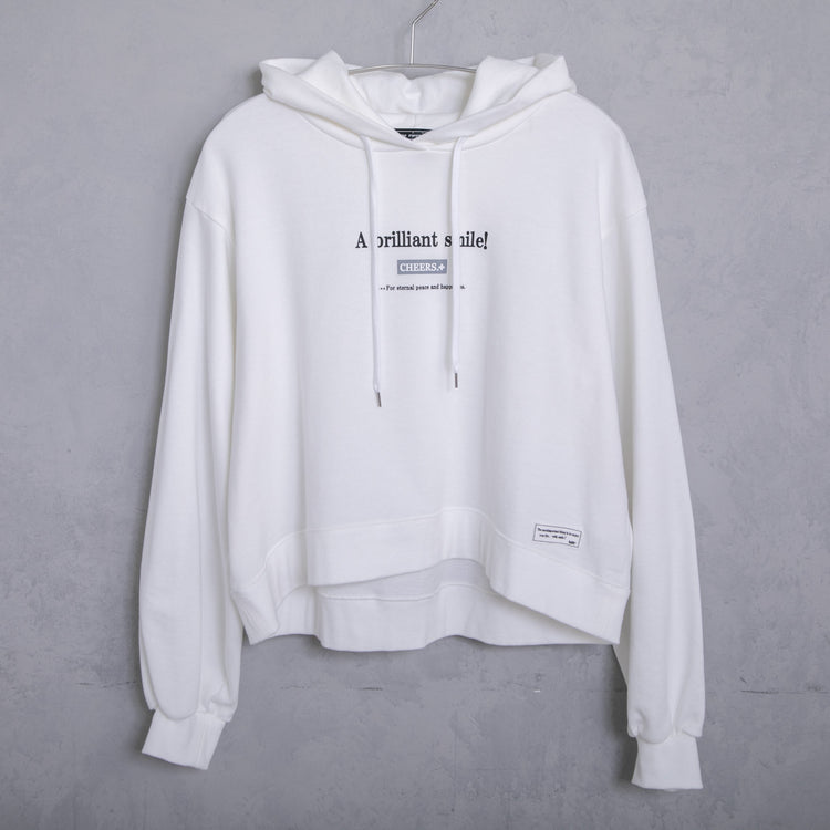 meme rirerire/M logo print oversized short pullover sweatshirt