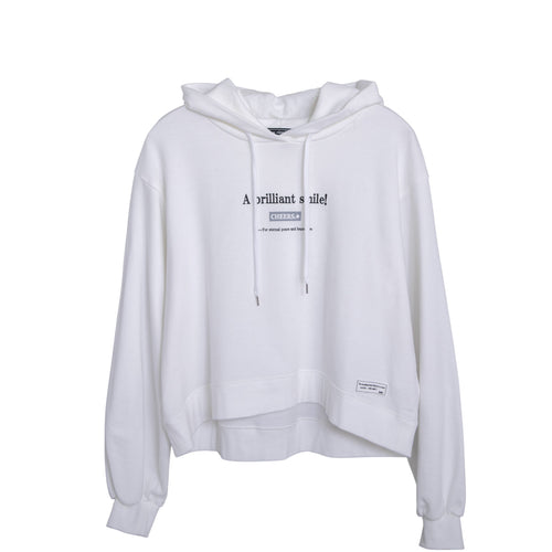 meme rirerire/M logo print oversized short pullover sweatshirt