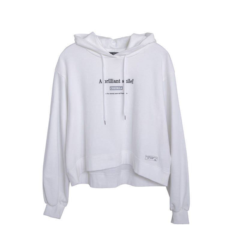 meme rirerire/M logo print oversized short pullover sweatshirt