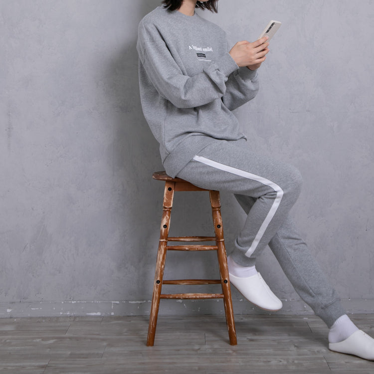 meme rirerire/Mロゴプリント サイドライン スウェットパンツ