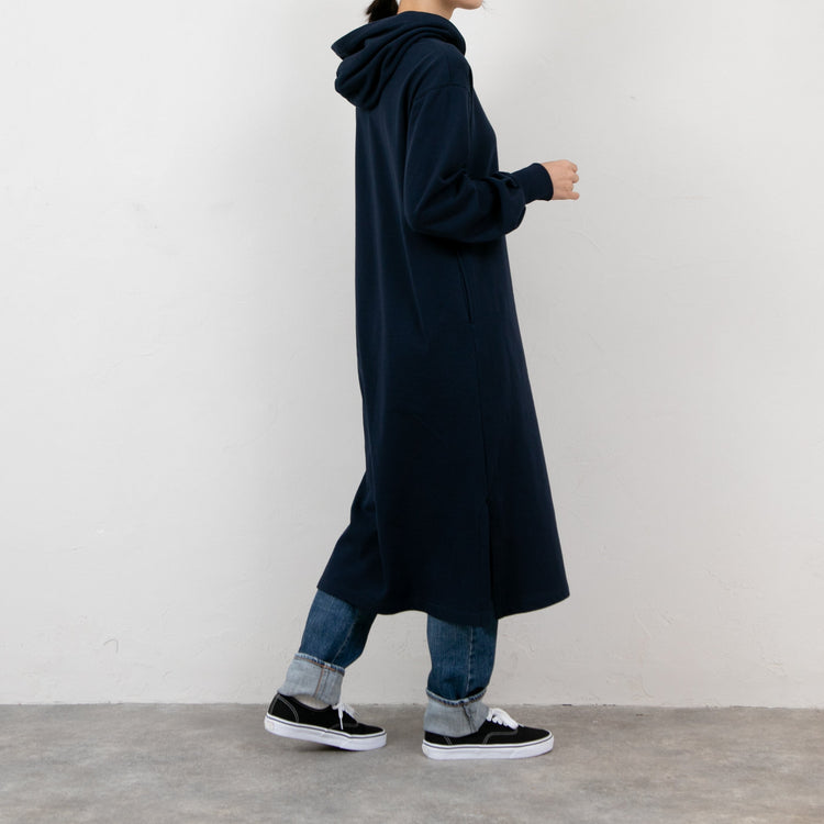 meme rirerire/ コットンミニ裏毛 SMILEロゴプリント パーカーワンピ