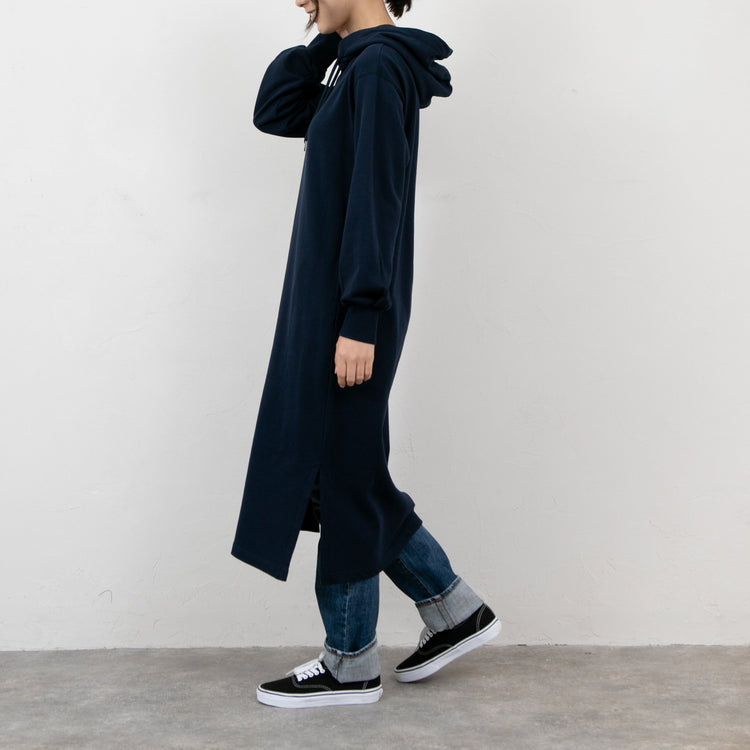 meme rirerire/ コットンミニ裏毛 SMILEロゴプリント パーカーワンピ