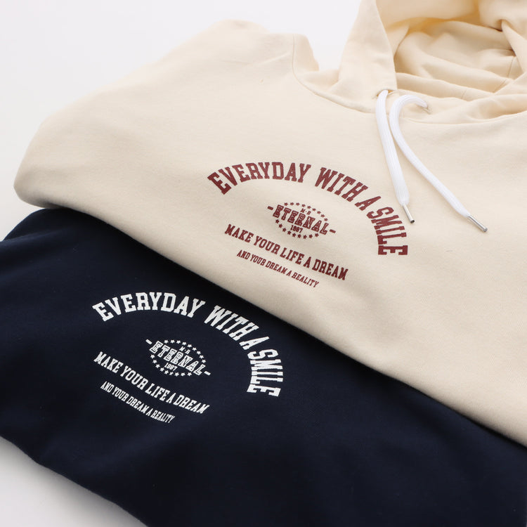 meme rirerire/ コットンミニ裏毛 SMILEロゴプリント パーカーワンピ