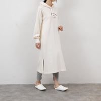 meme rirerire/ コットンミニ裏毛 SMILEロゴプリント パーカーワンピ