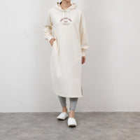 meme rirerire/ コットンミニ裏毛 SMILEロゴプリント パーカーワンピ