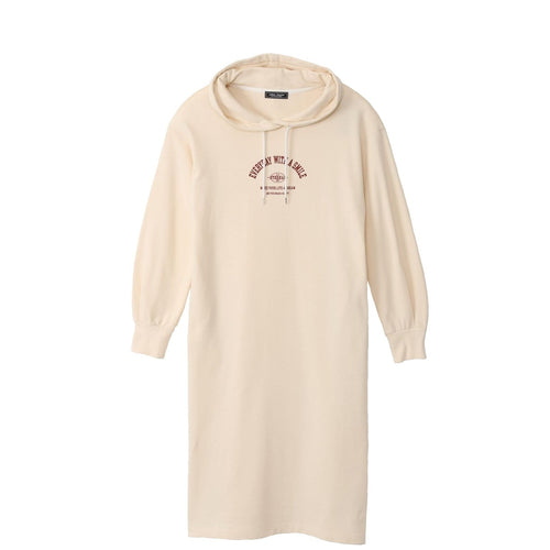 meme rirerire/ コットンミニ裏毛 SMILEロゴプリント パーカーワンピ