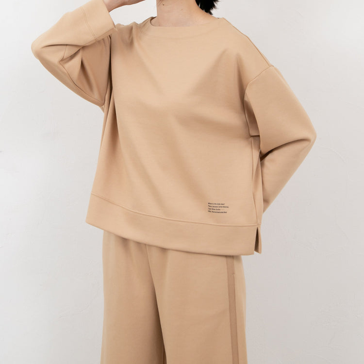 meme rirerire/ マスタリー ソフトダンボールニット ボートネック ワイドプルオーバー