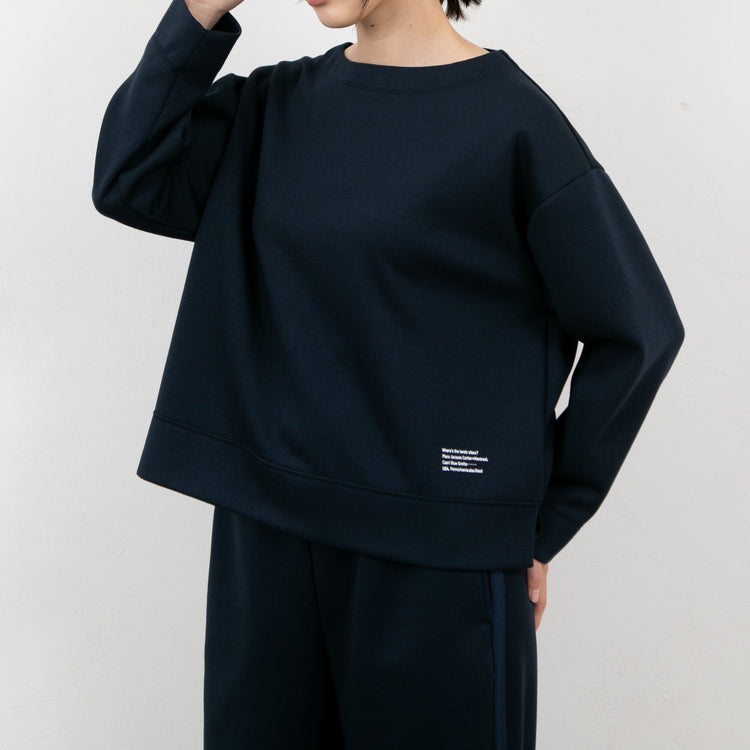 meme rirerire/ マスタリー ソフトダンボールニット ボートネック ワイドプルオーバー