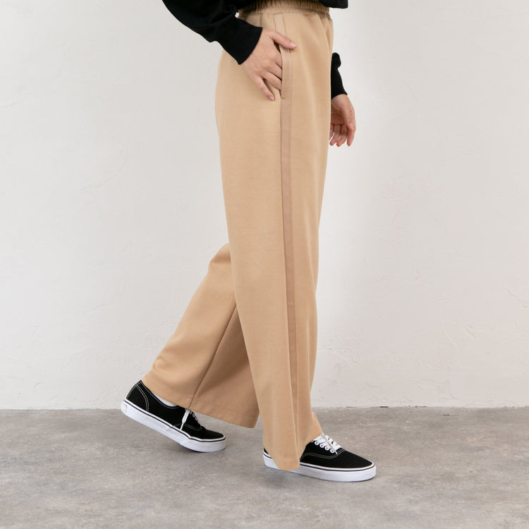 meme rirerire/ マスタリーソフトダンボールニット サイドラインワイドパンツ