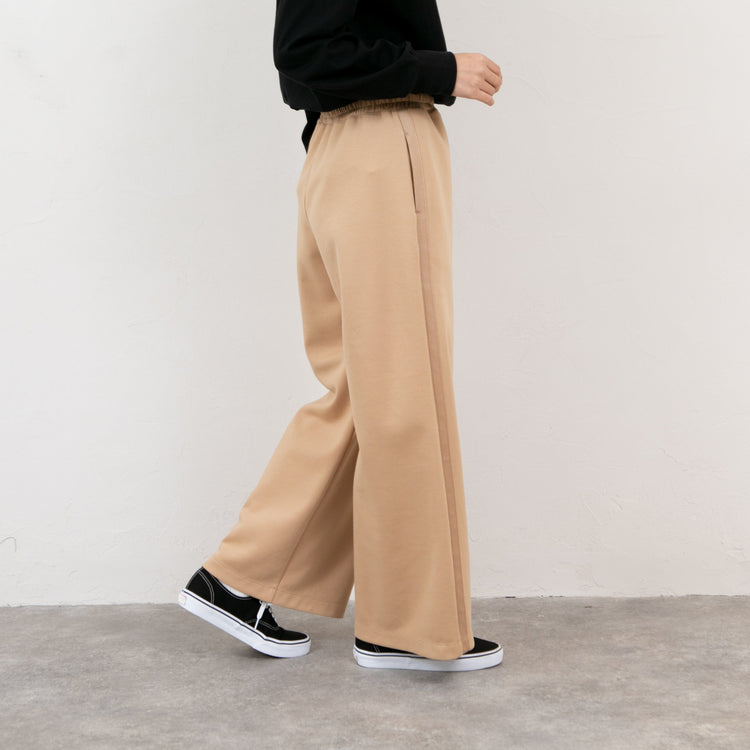 meme rirerire/ マスタリーソフトダンボールニット サイドラインワイドパンツ