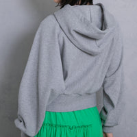 meme rirerire/ College logo print oversized short pullover sweatshirt