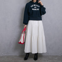 meme rirerire/ College logo print oversized short pullover sweatshirt