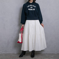 meme rirerire/ College logo print oversized short pullover sweatshirt