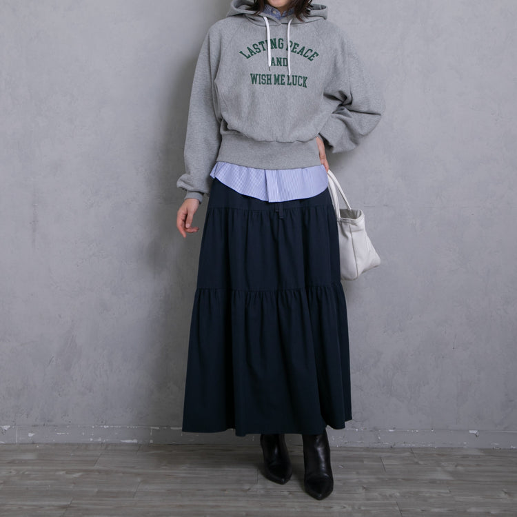 meme rirerire/ College logo print oversized short pullover sweatshirt