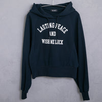 meme rirerire/ College logo print oversized short pullover sweatshirt