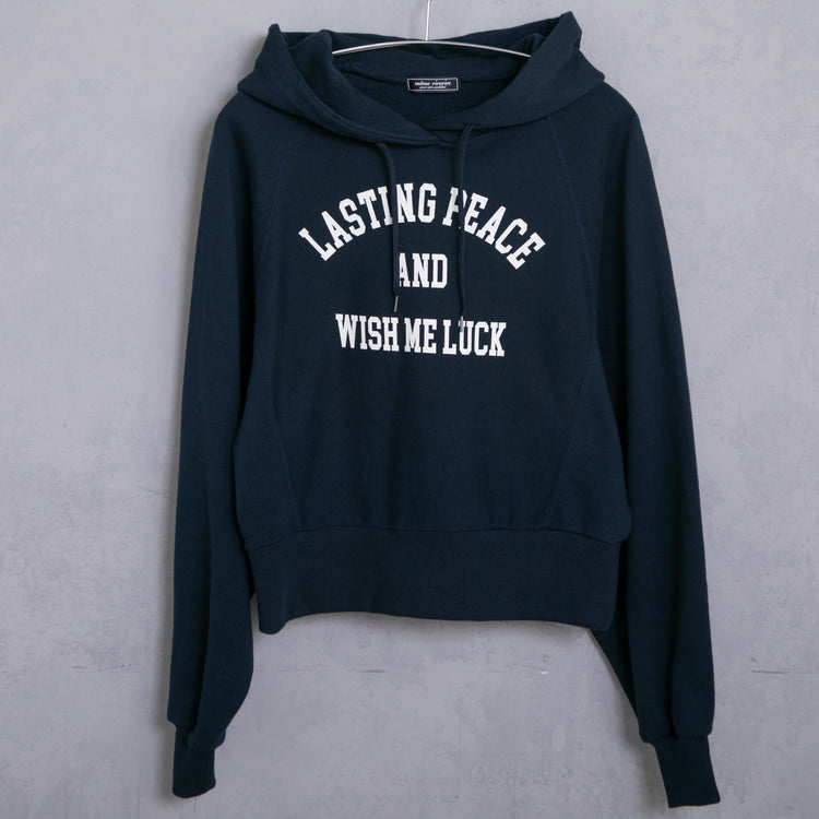 meme rirerire/ College logo print oversized short pullover sweatshirt