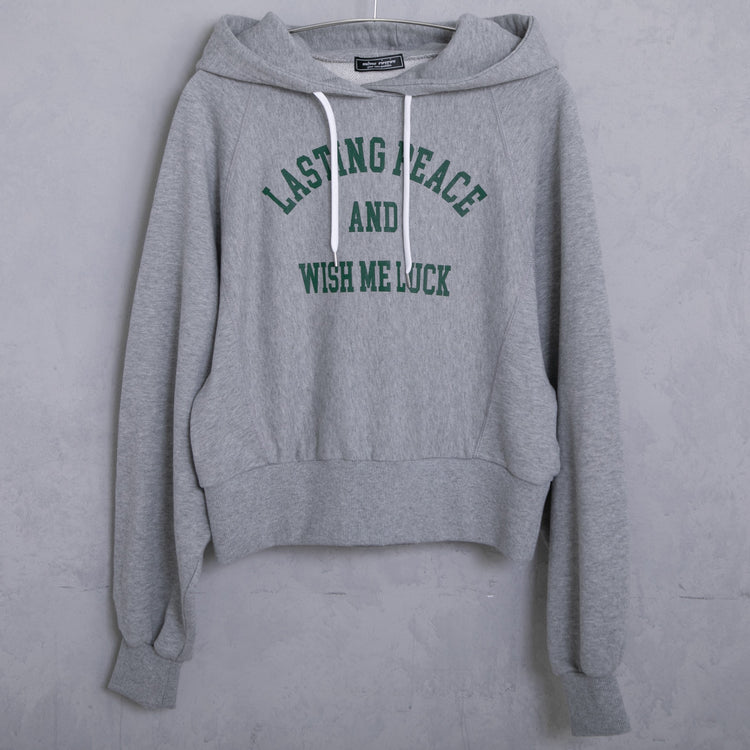 meme rirerire/ College logo print oversized short pullover sweatshirt