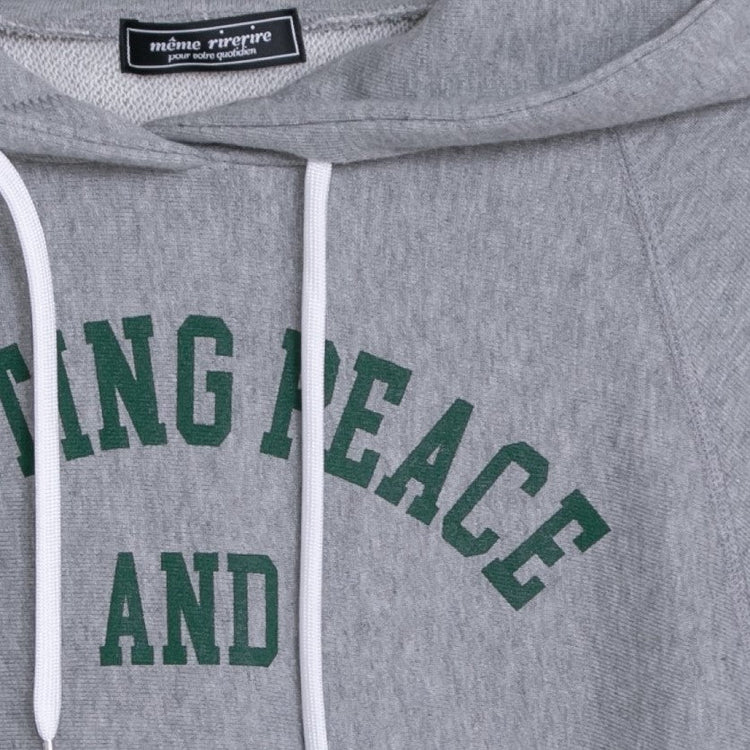 meme rirerire/ College logo print oversized short pullover sweatshirt