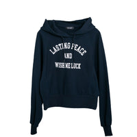 meme rirerire/ College logo print oversized short pullover sweatshirt