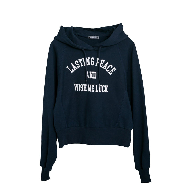 meme rirerire/ College logo print oversized short pullover sweatshirt