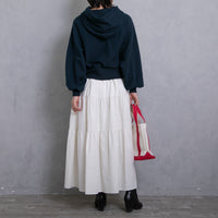 meme rirerire/Mツイルピーチワッシャー ティアードギャザーロングスカート