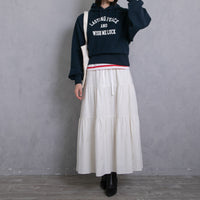 meme rirerire/Mツイルピーチワッシャー ティアードギャザーロングスカート